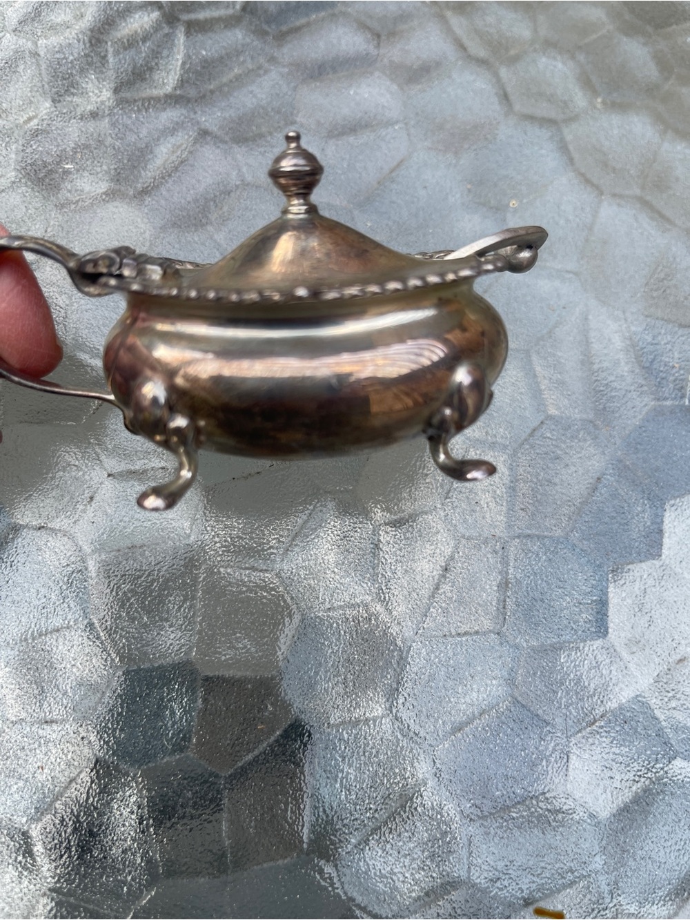 Antique Silver Covered bowl with Feet